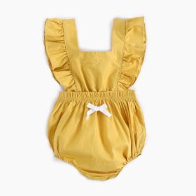 Baby Siamese Suspender Denim Romper (Option: Yellow Romper-18to24m)