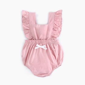 Baby Siamese Suspender Denim Romper (Option: Pink Romper-18to24m)