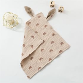 Baby Rabbit Ears Appeasing Towel Cotton Cloth To Sleep With Hug Blanket (Option: Khaki Bottom Rainbow-30 Ã— 30cm)