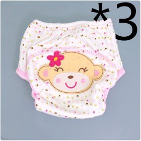 Summer Embroidered Baby Cotton Learning Pants  Diaper Pocket  Waterproof Training Pants  Leak-Proof Breathable Bread Pants (Option: 3pcs Monkey-100 yards)