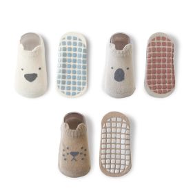 Baby Cotton Non-slip Indoor Cooling Learning To Walk Short Boat Socks (Option: 3pairs boat socks-Beige Khaki coffee-L)