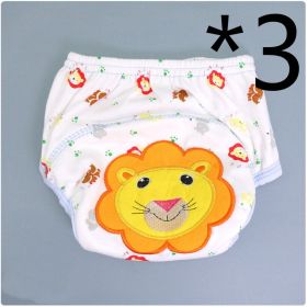 Summer Embroidered Baby Cotton Learning Pants  Diaper Pocket  Waterproof Training Pants  Leak-Proof Breathable Bread Pants (Option: 3pcs lion-100 yards)