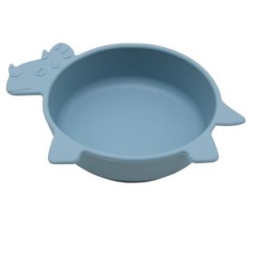 Children's Anti Fall Suction Cup Silicone Bowl (Option: Ashtray blue-Triceratops)