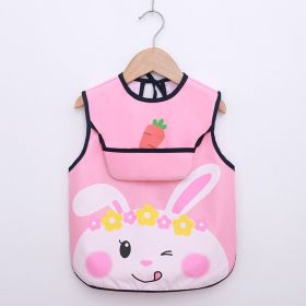 Summer Thin Baby Waterproof Eating Overalls (Option: Pink radish rabbit-2to4 years old)