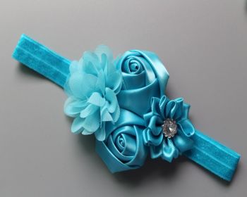 Children's Chiffon Rose Elastic Hair Band (Color: Blue)