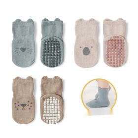 Baby Cotton Non-slip Indoor Cooling Learning To Walk Short Boat Socks (Option: 3pairs middle cylinde-Beige Khaki coffee-L)