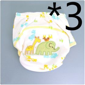 Summer Embroidered Baby Cotton Learning Pants  Diaper Pocket  Waterproof Training Pants  Leak-Proof Breathable Bread Pants (Option: 3pcs Elephant-100 yards)