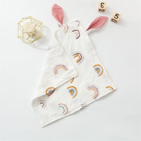 Baby Rabbit Ears Appeasing Towel Cotton Cloth To Sleep With Hug Blanket (Option: White Background Rainbow-30 Ã— 30cm)