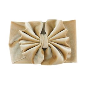 Headband Oversized Gold Velvet Bow (Color: Beige)