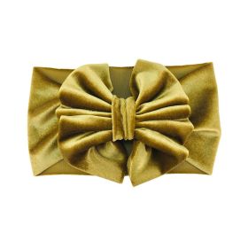 Headband Oversized Gold Velvet Bow (Color: Gold)