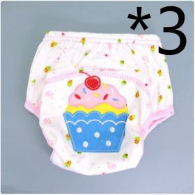 Summer Embroidered Baby Cotton Learning Pants  Diaper Pocket  Waterproof Training Pants  Leak-Proof Breathable Bread Pants (Option: 3pcs Ice cream-100 yards)