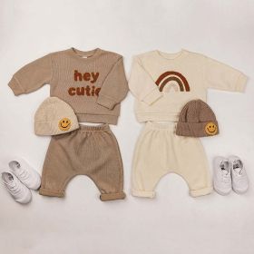 Baby Rainbow & Letter Graphic Hoodies And Pants Sets (Size/Age: 73 (6-9M))
