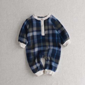 Baby Fashion Plaid Pattern Thin Fleece Autumn Romper (Size/Age: 73 (6-9M))