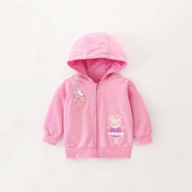 Baby Girl Cartoon Piggy Pattern Solid Color Zipper Cotton Warm Coat (Size/Age: 110 (3-5Y))