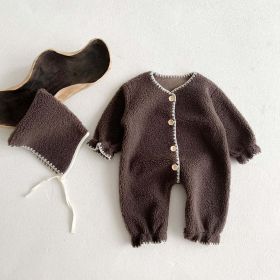 Baby Solid Color Vintage Style Fleece Jumpsuits (Size/Age: 90 (12-24M))