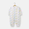 Baby All Over Cartoon Cloud Graphic Single Breasted Design Autumn Cotton Pajamas Jumpsuit