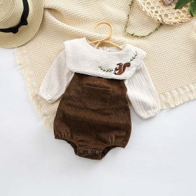 Baby Embroidered Pattern Lapel Cotton Shirt Combo Corduroy Strap Onesies Sets (Size/Age: 66 (3-6M))