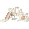 Kids Swing-N-Slide with Bus Play Structure; Freestanding Bus Toy with Slide&Swing for Toddlers; Bus Slide Set with Basketball Hoop
