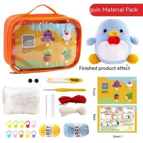 Crochet Material Package DIY Tool Set Toy (Option: Blue Penguin-English Version)