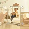 Kids Swing-N-Slide with Bus Play Structure; Freestanding Bus Toy with Slide&Swing for Toddlers; Bus Slide Set with Basketball Hoop