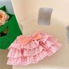 Baby Girl Solid Blouses Plaid Pattern Princess Skirt Sets