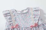 Baby Girls Floral Print Sleeveless Dress Combo Pink Solid Pants With Sun Hat In Sets