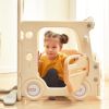 Kids Swing-N-Slide with Bus Play Structure; Freestanding Bus Toy with Slide&Swing for Toddlers; Bus Slide Set with Basketball Hoop