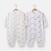 Baby All Over Cartoon Cloud Graphic Single Breasted Design Autumn Cotton Pajamas Jumpsuit