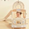 Kids Swing-N-Slide with Bus Play Structure; Freestanding Bus Toy with Slide&Swing for Toddlers; Bus Slide Set with Basketball Hoop