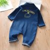 Baby Boy Back Printed Pattern Full Buckle Front Design Long Sleeves Jumpsuit