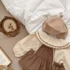 Baby Girl Solid Color Doll Neck Shirt Strap Onesies