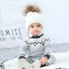 Baby Geometric Pattern Shoulder Button Design Knit Warm Romper
