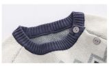 Baby Geometric Pattern Shoulder Button Design Knit Warm Romper