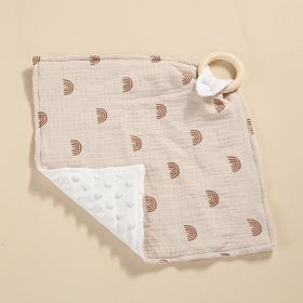 Bite Ring Double-layer Crepe Saliva Towel Baby Doll Square Towel (Option: Gray Rainbow)