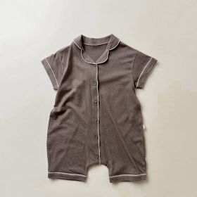 Baby Summer Open-chest Crawl Suit (Option: Dark Coffee-80cm)