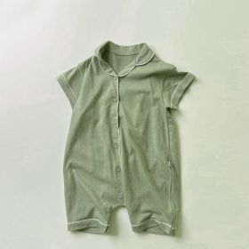 Baby Summer Open-chest Crawl Suit (Option: Mustard Green-80cm)