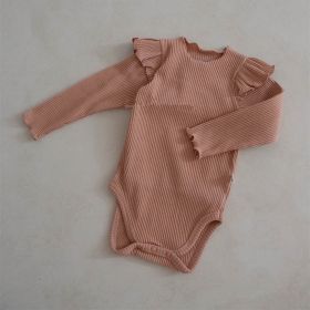 Boys And Girls Fashion Solid Color Triangle Rompers (Option: Pink-80cm)