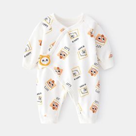 Newborn Jumpsuit Baby Boneless Romper Autumn And Winter Pure Cotton Newborn Gown Romper Velcro Baby Clothes (Option: White Minions-59cm)