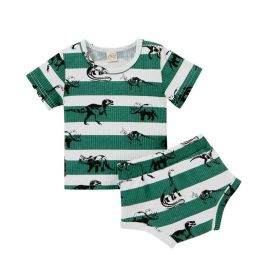 Children's Printed Shorts Two-piece Set (Option: Light Blue-100cm)