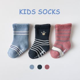 Cotton Children's Socks Terry-loop Hosiery (Option: Crown Stripes-3to5 Years Old)