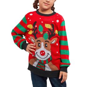 Autumn And Winter New Children's Christmas Clothing Elf Sweater Pullover Long Sleeve Sweater (Option: Elk 1-XL)