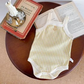 Children's Plaid Romper One-piece Jumpsuit (Option: Yellow-80cm)