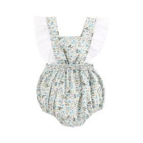 Baby Flower Strap Korean Version Girl Bodysuit (Option: Green-2to3Y)