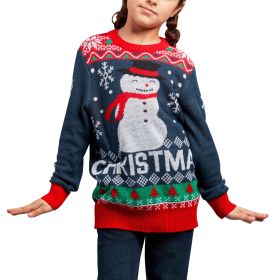 Autumn And Winter New Children's Christmas Clothing Elf Sweater Pullover Long Sleeve Sweater (Option: Snowman-2XL)